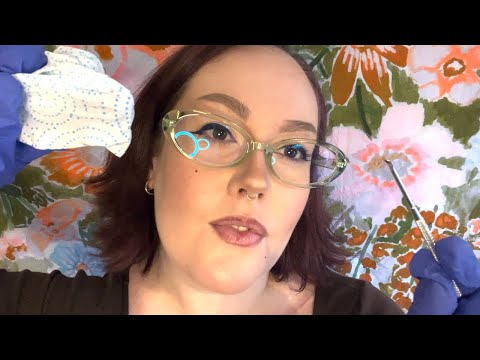 ASMR | Ear To Ear Exam And Blackhead Extraction - Palpation, Close Whispers, Otoscope, Tissue