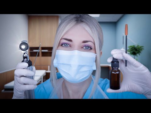 ASMR Ear Exam & Deep Ear Cleaning - Otoscope, Amazing Fizzy Drops, Gloves, Deep Ear Picking, Typing