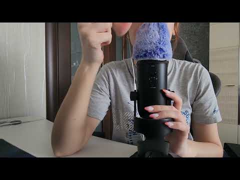 ASMR Brushing your face and nice sound "Shhh..."
