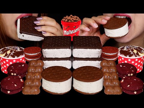 ASMR MALTESERS CHOCOLATE BAR, RED VELVET OREO COOKIES & MILK, ICE CREAM SANDWICHES, COOKIES & CREAM