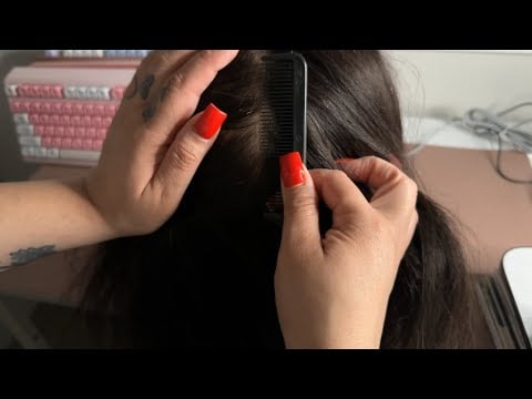 ASMR| Hair parting & scalp scratching with comb 🪮-no talking 