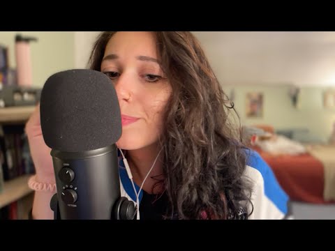 ASMR | Talking, wet/dry mouth sounds & some fabric scratching