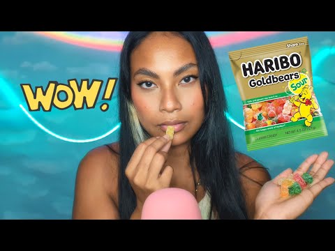 ASMR Eating Haribo Goldbears Sour , Gummy Bears Looped Video