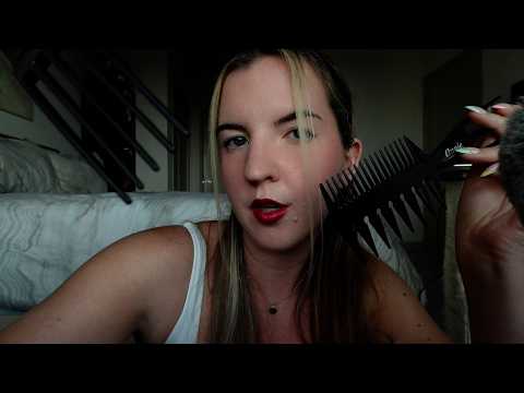 asmr playing with you hair  (hair clipping and visual triggers) *10 different combs*