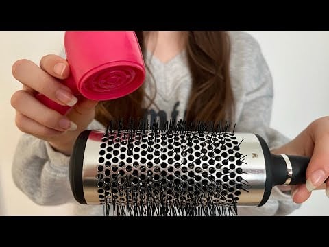 ASMR blow drying your hair | lots of spray sounds | hair brushing | no talking 