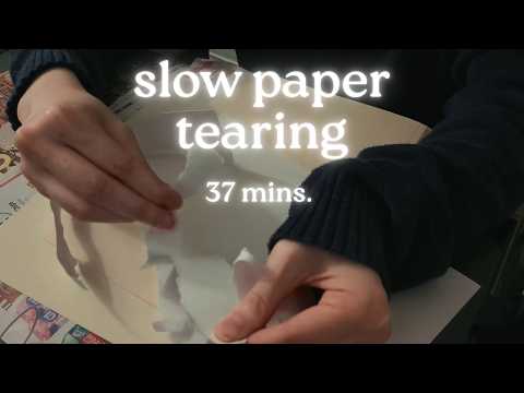 [cozy asmr] slow paper ripping & tearing junk paper for 37 minutes