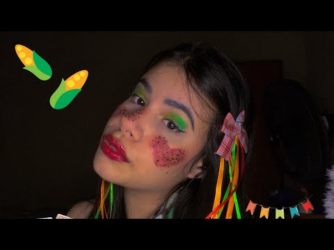 ASMR| AMIGA FAZENDO SUA MAQUIAGEM PARA O ARRAIÁ     #asmr #relaxing #satisfying #arraial