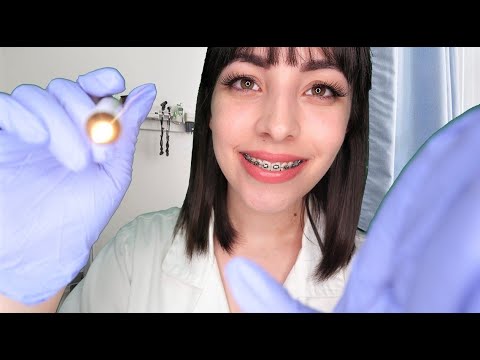 ASMR Face Examination - Latex Gloves, Lights & Face Brushing