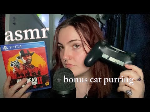 ASMR fast tapping + rambling about games (sticky sounds, mouth + hand sounds + BONUS CAT PURRING)