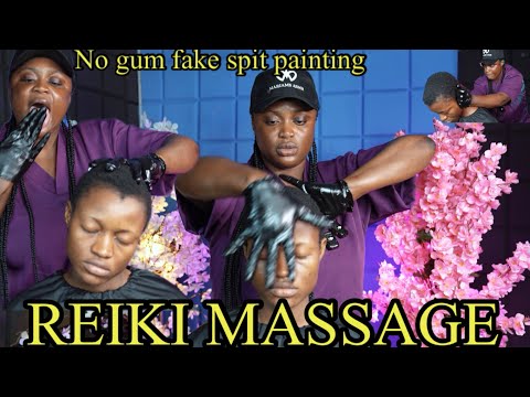 ASMR No gum REIKI MASSAGE WITH FAKE SPIT PAINTING SCALP MASSAGE FOR DEEP SLEEP