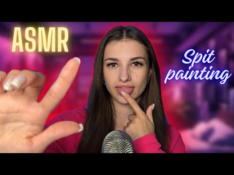 ASMR🎙️🤍SPIT PAINTING👅🫶Mouth sounds👄