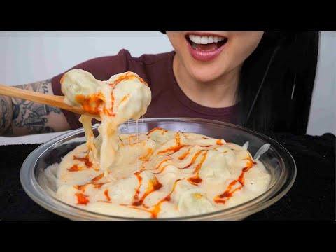 CHEESY CARBONARA MINI RICE CAKE AND DUMPLINGS (ASMR EATING SOUNDS) NO TALKING | SAS-ASMR