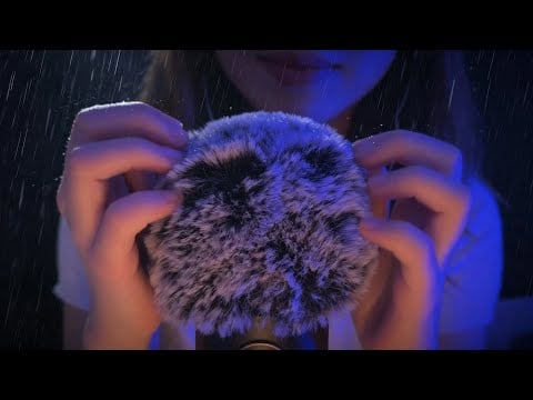 Asmr Fluffy Mic Scratching & Cozy Rain Tapping , Brain massage , No Talking