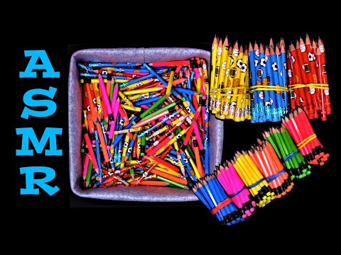 ASMR: Rummaging, Sorting and Counting little colored pencils. Soft whisper.