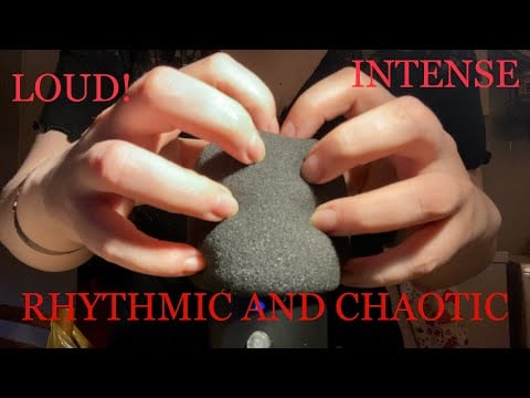 ASMR | FAST AGGRESSIVE RHYTMIC and then CHAOTIC Scratching mic cover. Intense and loud, no talking😴