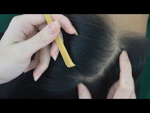 ASMR Hair Parting No Talking, Real Person Scalp Scratching With Wooden Tools For Anxiety Relief