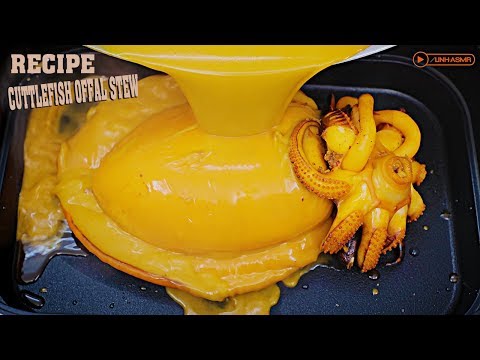 RECIPE ASMR COOKING CUTTLEFISH OFFAL STEW , COOKING SOUNDS | LINH-ASMR