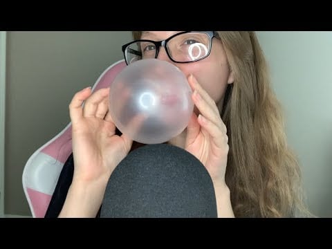 ASMR Up Close Gum Chewing & Bubble Blowing (No Talking)