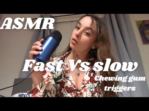 ASMR fast and aggressive vs slow ASMR chewing gum triggers 💞