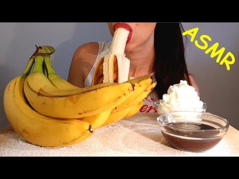 ASMR | Eating Bananas With Chocolate and Whipped Cream | CRISPY SOUNDS | No Talking | Lady M. ASMR