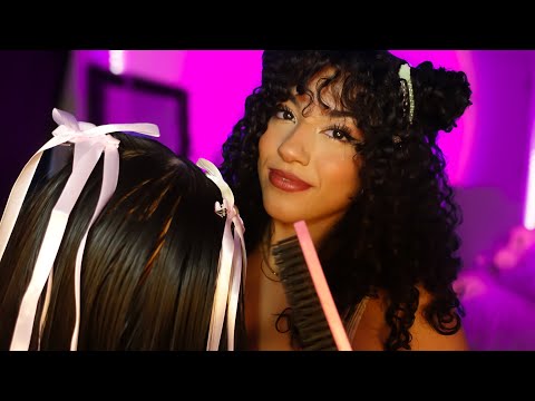 ASMR Scalp Massage/ brushing and Hair Styling 🎀 ✨