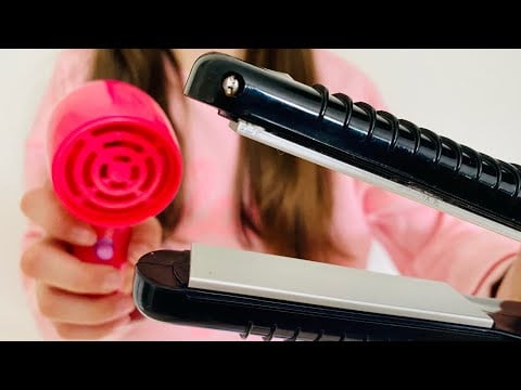 ASMR doing your hair | hair brushing | hair straightening | blowdrying | ponytail