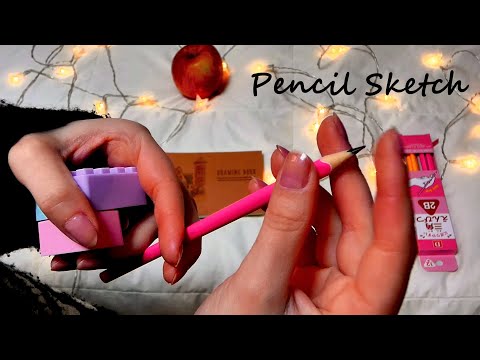 ⭐ASMR Pencil Sketch, Drawing an Apple 🍎(No talking, Pencil sounds)