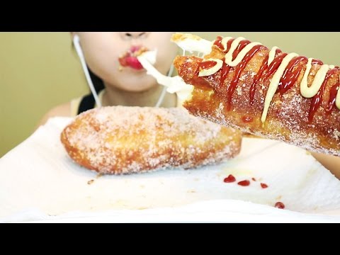 ASMR Giant Mozzarella Corn Dog *messy* 대왕 모짜렐라 핫도그 리얼사운드 먹방 | MINEE EATS