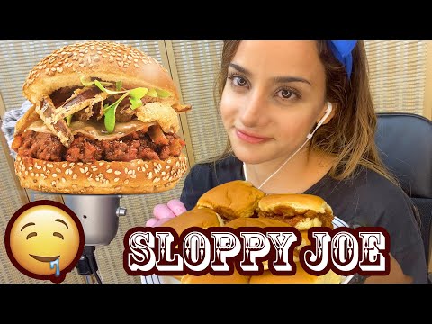 ASMR Sloppy Joe Mukbang Mouth Sounds and Eating Sounds