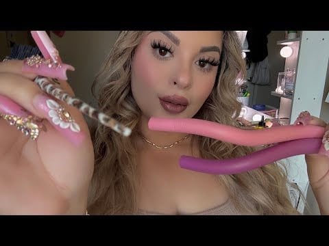 ASMR Styling - Removing Hair Rollers ✨ Parting & Fluffing Your Curls 🎀💜