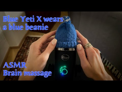 ASMR 🌙 Blue Yeti X wears blue beanie - Mic scratching, fabric scratching, mic pumping (no talking)