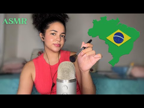 ASMR brazilian portuguese words with no translation 🇧🇷💚 (whispers + mic brushing)