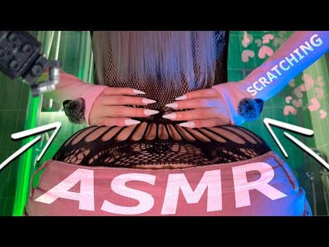 ASMR Jeans Back and Bodystocking Scratching Sounds | Mouth Sounds |  No Talking