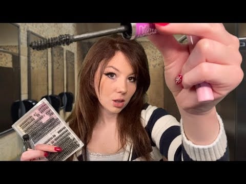ASMR| Girl In The School Bathroom Gives You A 5$ Lash Makeover..😬(testing new lashes on u)