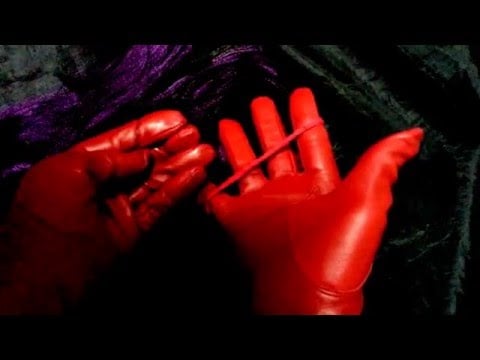 🎆Red Leather Gloves * shiny ,touching and brushing hair extension✨✨ [[ASMR]]