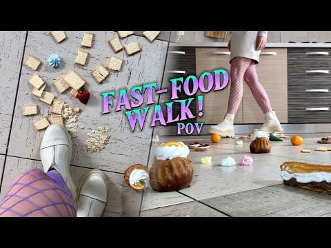 Crushing POV Walk: Pea’s Boots vs. Fast Food! Oddly Satisfying! ASMR