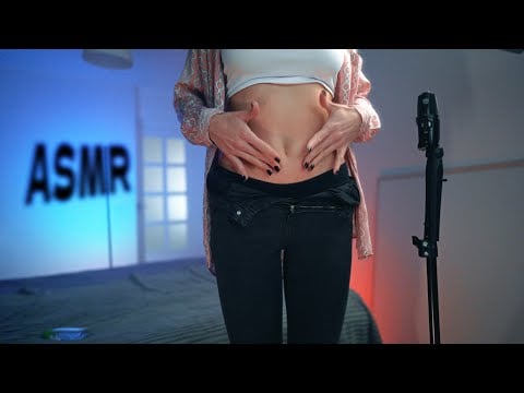 ASMR with Belly (tapping, rubbing) Fabric scratching with GF Mia