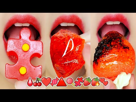 ASMR RED EMOJI FOOD EATING SOUNDS 빨간색 이모지 먹방 MUKBANG