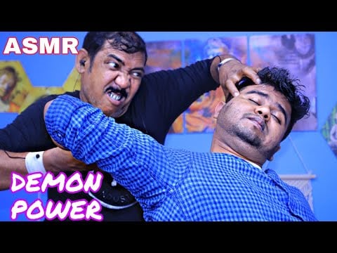 Super power ASMR head massage and neck crack spine crack by demon king asim barber | indian massage