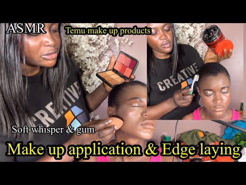 ASMR ✨Temu Make up product application & edge laying on Pelumi. Max tingles for sleep.