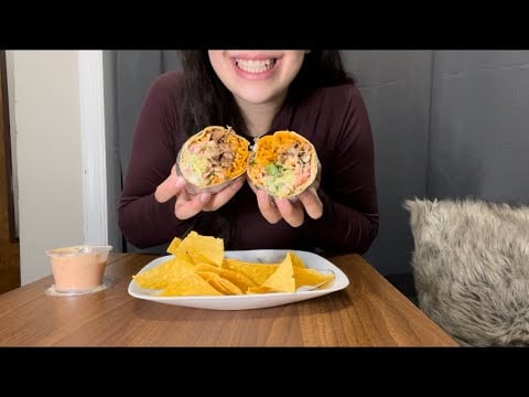 BURRITO, CHIPS, AND QUESO ASMR *MESSY EATING*