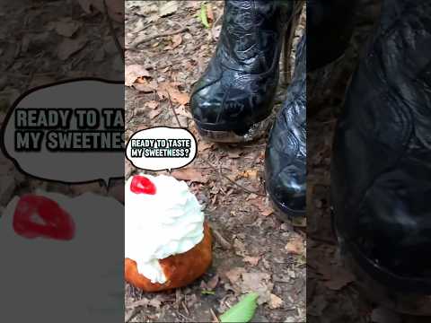 Pea’s Boots vs. Cake! Oddly Satisfying Crushing Food Outdoor! ASMR