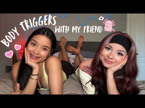 Doing ASMR body triggers with my friend🧴💕 (Lotion,Fabric scratching,Mouth sounds,Soft whispers)
