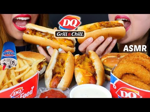 ASMR Dairy Queen FEAST (CHILI CHEESE DOGS, BURGERS, ONION RINGS, BLIZZARDS 리얼사운드 먹방 | Kim&Liz ASMR