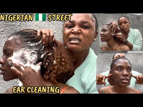 ASMR Nigerian Street Ear Massage & Ear Cleaning | Hair Shampooing Braid Scratch &  Head Massage