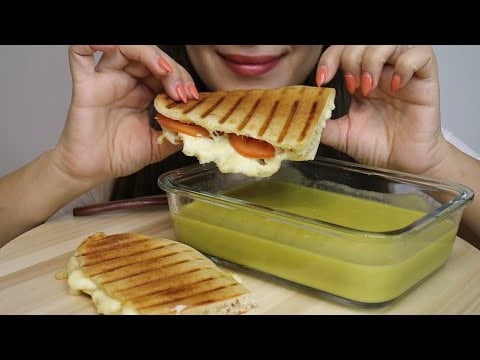 ASMR GRILLED CHEESE SANDWICH / LENTIL SOUP / MUKBANG / CREMA ASMR #asmr #mukbang #grilledcheese