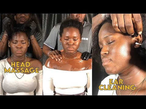 Asmr full Head Scalp Scratch Massage, Ear Cleaning, Neck & Shoulder Massage for Relaxtion