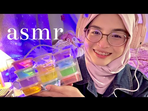 ASMR ♡ SATISFYING CLEAR SLIME TRIGGERS, RAMBLING😴💤 (close-up whispering)💗