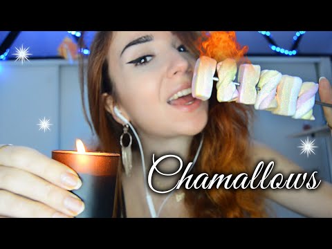 Faire de l'ASMR avec des Chamallows grillés ♥ Français  bruit de bouche