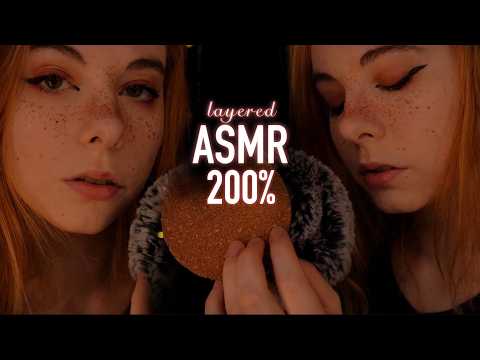 layered ASMR | 200% Gentle Cork Tapping, Scratching & Unintelligible Whispering